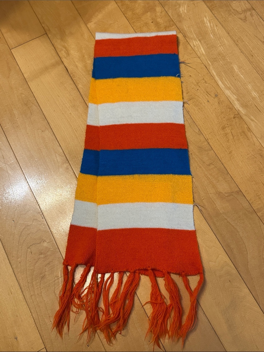 Toddler Kids Multicolour Striped Knit Scarf - Blue, Yellow, White, Orange